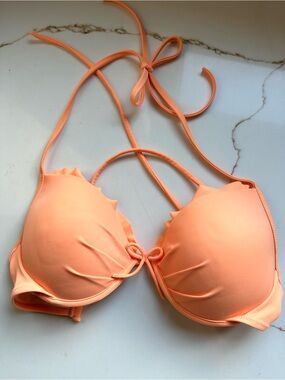 Victorias Secret orange Halter Bikini Top 34 C medium